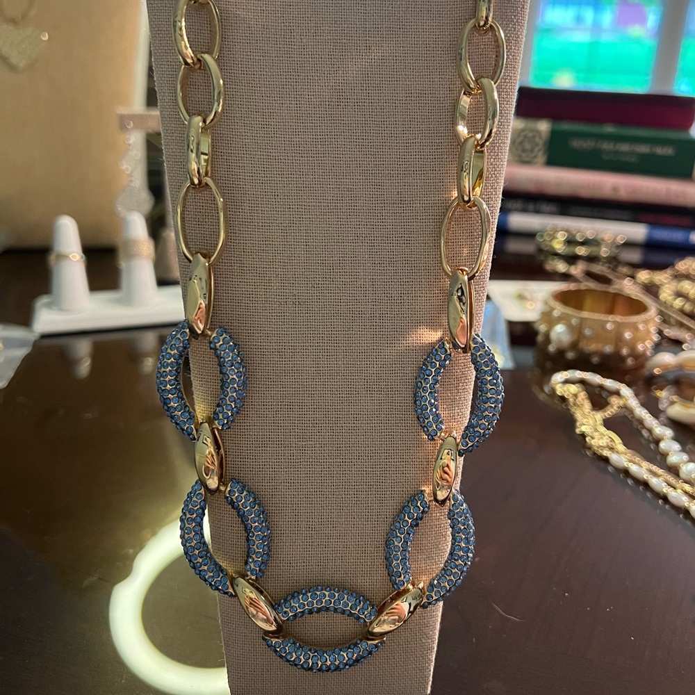 Gold and blue statement necklace
